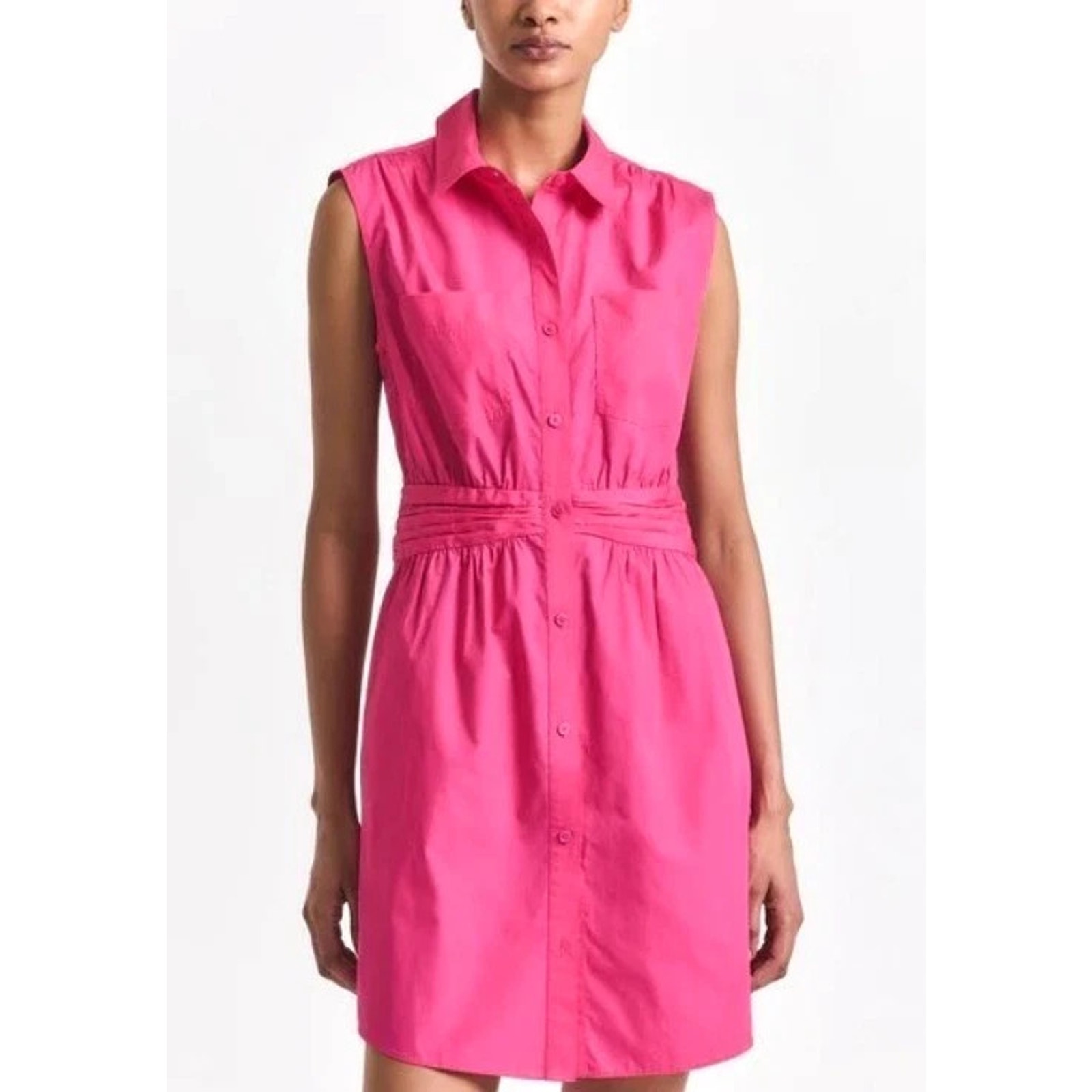 Derek Lam 10 Crosby Pink Shirt Dress Sleeveless Button Front Cotton Sz 4